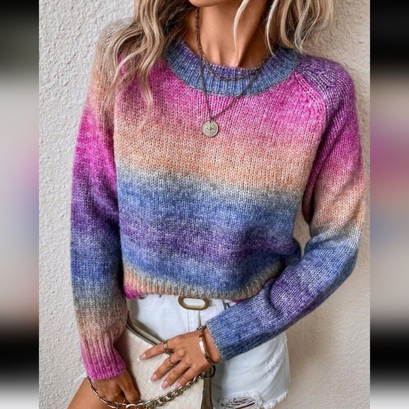 Ombre Raglan Sleeve Sweater - Picture 1 of 5